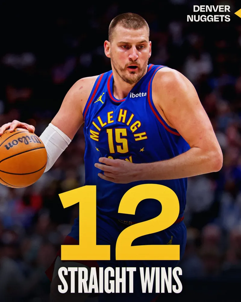 亚博体育官网-势如破竹！NBA官方：恭喜掘金以3号种子和12连胜结束常规赛